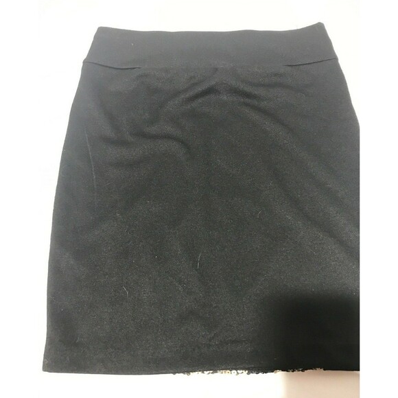 Fredricks of Hollywood Mini Skirt Sequin panel Size Small Gold Black Pull On - Picture 2 of 4